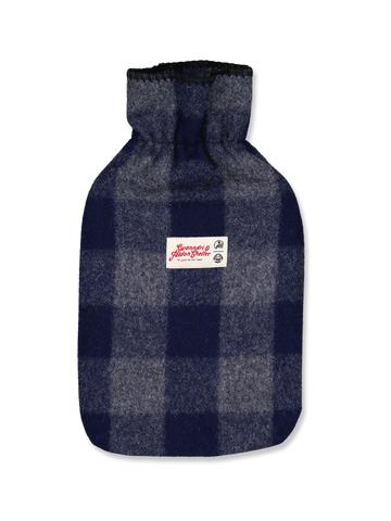 Hot Water Bottle Cover - Grey Blue Check - By Feldon Shelter & Swanndri