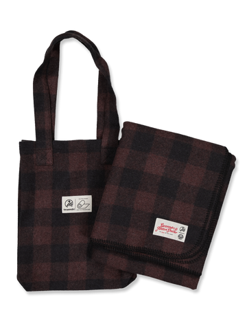 Wool Camp Blanket - Plum Check - By Feldon Shelter & Swanndri